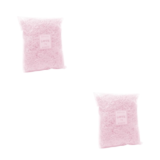 Yuarrent Papel triturado arrugado Lafite Relleno de rafia Caja de regalo de confeti Relleno de cumpleaños Material para el hogar Embalaje Rosa Rosa claro 2piezas