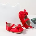 thumbnail image 5 of Quealent Baby Girls Mary Jane Shoes First Walker Cirb Dress Shoes with Bownot Non Slip Soft Sole PU Leather Toddler Red for Size 6, 5 of 9