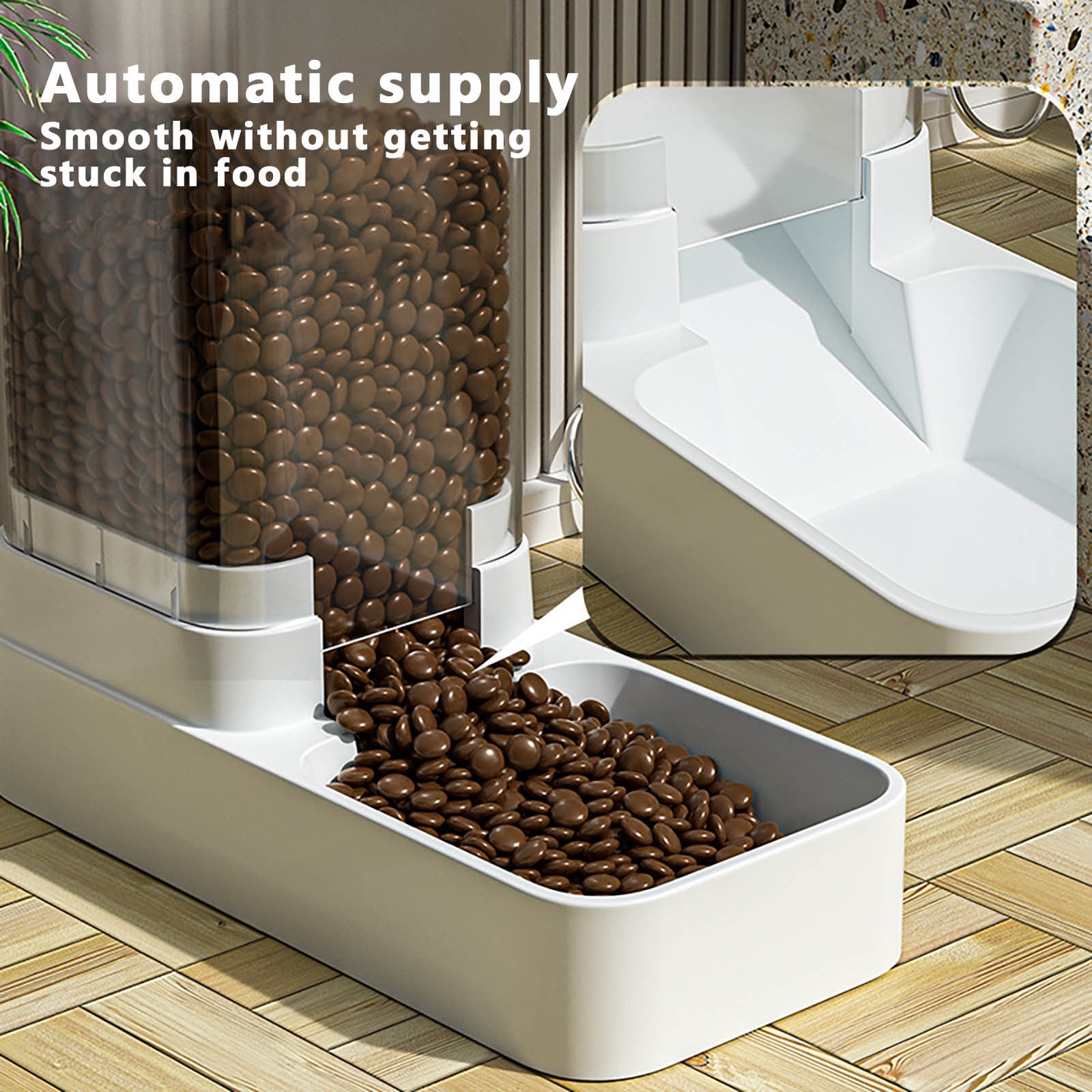 Tunhigl Automatic Pet Feeder with Cat Water Dispenser for Medium Dogs Food Storage Combo Set Gravity Feeder for Unattended Feeding