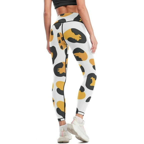 Leopard High Waisted Leggings for Women Regular & Plus - No See Through Tummy Control Cycling Workout Yoga Pants without Pockets S