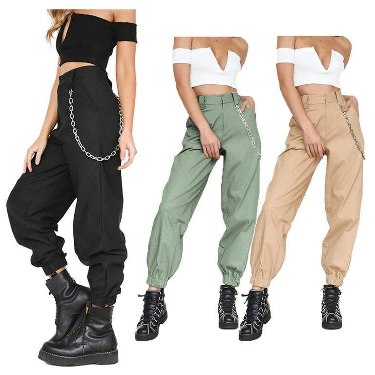 Womens cargo pants with chain clearance