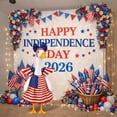 thumbnail image 4 of Lawn Goose Outfit, 4Th of July Goose Outfit, Patriotic Yard Art, Usa Flag Goose Decoration, 23 Inch 2-Piece Set with Star Print Bow Hat and Us Flag Striped Dress, Fits Most, 4 of 5