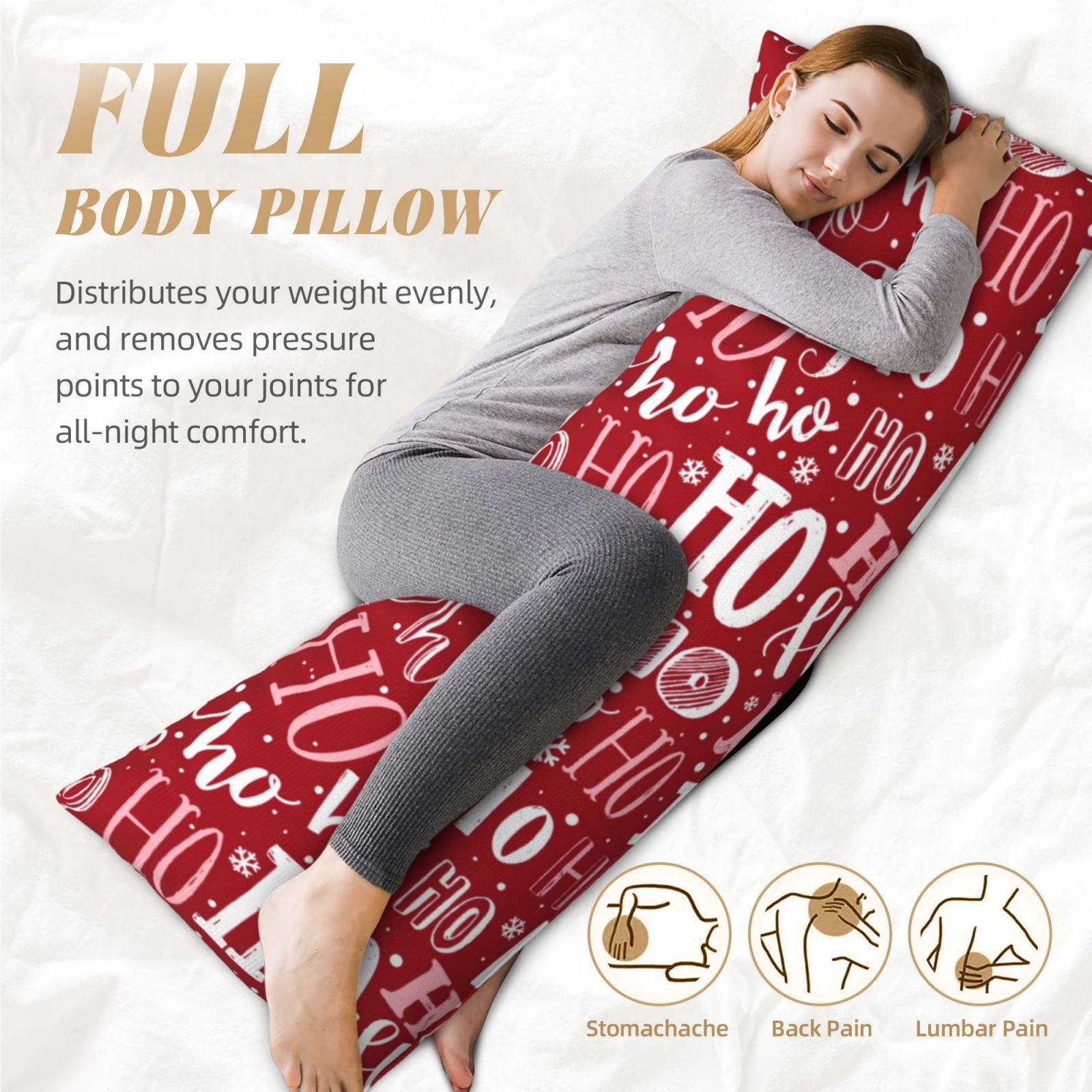 Naloa Ho Funny Christmas Super Soft 20x60 Body Pillow Case,Long Side Hidden Zipper（PILLOWS ARE NOT INCLUDED）