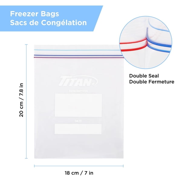TITAN Double Seal Medium Freezer Bags, 260 Bags 4 x 65 - Walmart.ca