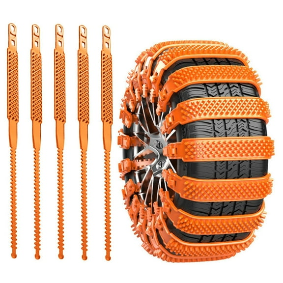Snow Chain For Car Tires, PE Tire Chains For Cars Suv Trucks, Adjustable Portable Universal Thickening Anti-skid Snow Tire Chains For Tire Width 6.5 - 10 in, Black Orange For Choose, 10 Pack