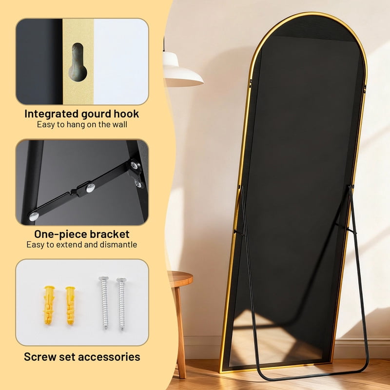 Arched Full Length Mirror, 59"x16" Large Floor Mirrors, For Wall Door Bedroom Bathroom Living Room (Gold)