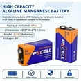PKCELL 9V Alkaline Batteries (10 Pack), Long Lasting and Leak Proof 6LR61 9 Volt Batteries