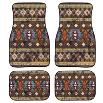 Renewold Southwestern American Tribal Retro 4 Pieces Front and Rear Car Floor Mats All Weather Protection Non-slip Rubber Backing Universal Fit for Car Truck Sedan SUV