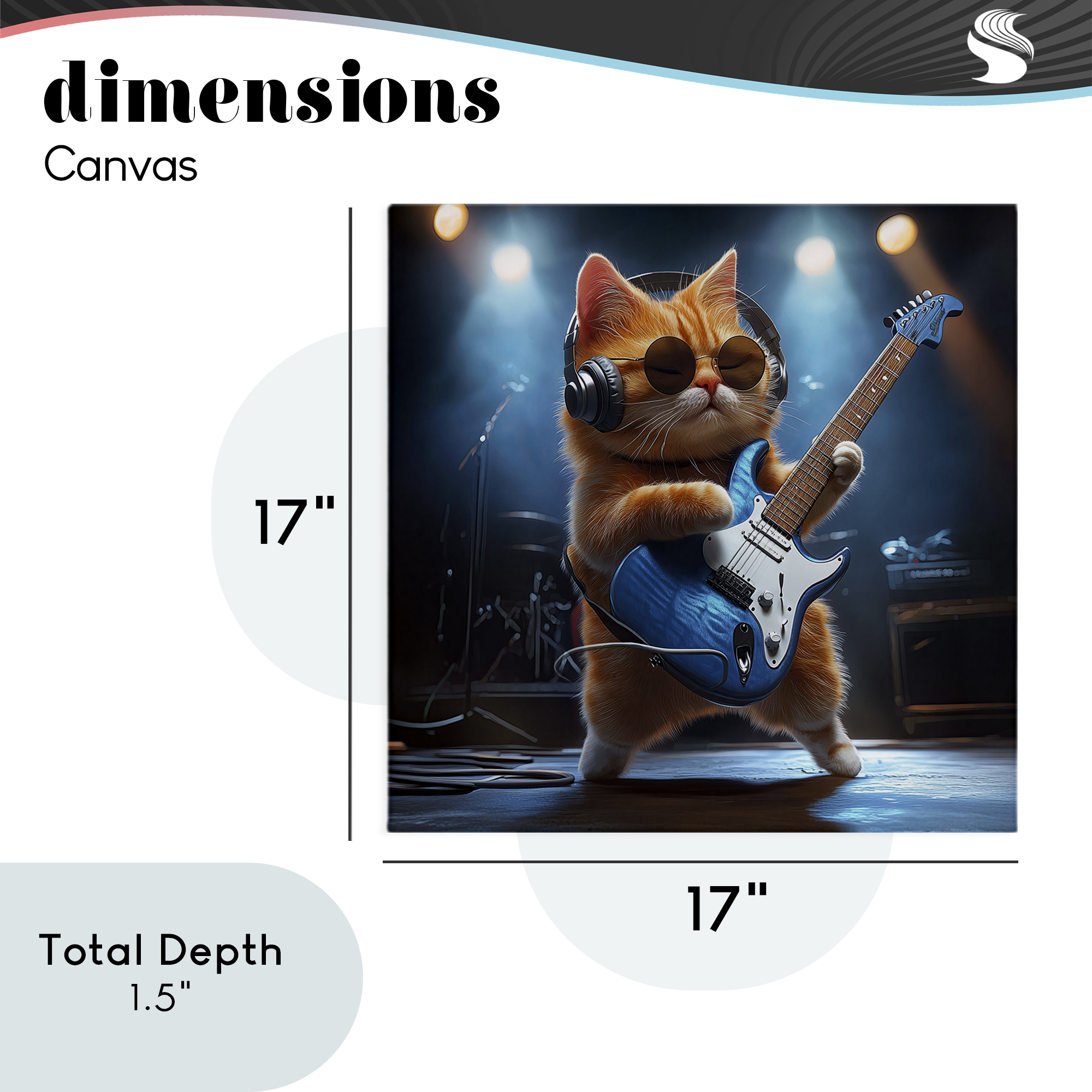 Cat Guitarist in Band Canvas Wall Art, design by Jim Baldwin