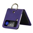 thumbnail image 3 of K-Lion Leather Slim Case for Samsung Galaxy Z Flip 4 Ultra Thin Shockproof Case with Card Slots Ring Holder Detachable Shoulder Strap Anti-Scratch Cover For Samsung Galaxy Z Flip 4,Purple, 3 of 8