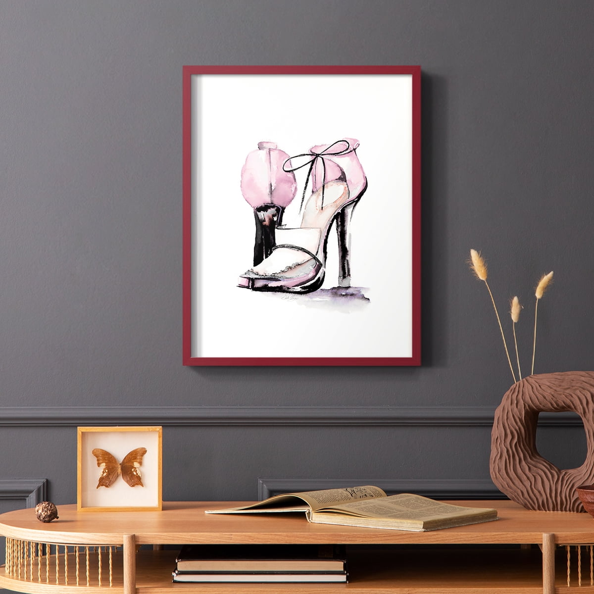 Loafer Heel in Red Solid Wood 8 x 10 Framed Print
