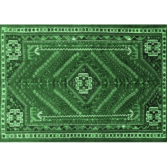 Ahgly Company Indoor Rectangle Persian Emerald Green Traditional Area Rugs, 5' x 8'