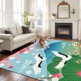 thumbnail image 2 of Area Rug for Living Room, Teal Blue Mountain Non-Slip Indoor Ex Large Carpet for Bedroom/Dining Room, Farmhouse Cherry Blossoms Cranes Washable Low-Profile Rectangle Floor Runner Rugs - 8 x 10 Ft, 2 of 8