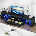 thumbnail image 3 of ChVans LED TV Stand for 75/85/90 inch TV, High Glossy Modern Entertainment Center with Drawer and LED Lights, 3 of 7