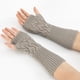 thumbnail image 4 of Guantes de lana para mujer, tejidos en jacquard, con hojas, cálidos, abiertos, con dedos medios, para ciclismo y mecanografía, 4 of 6