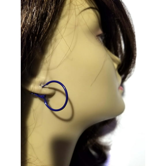 Small Dark Navy Blue Hoop Earrings 0.50 inch Hoops