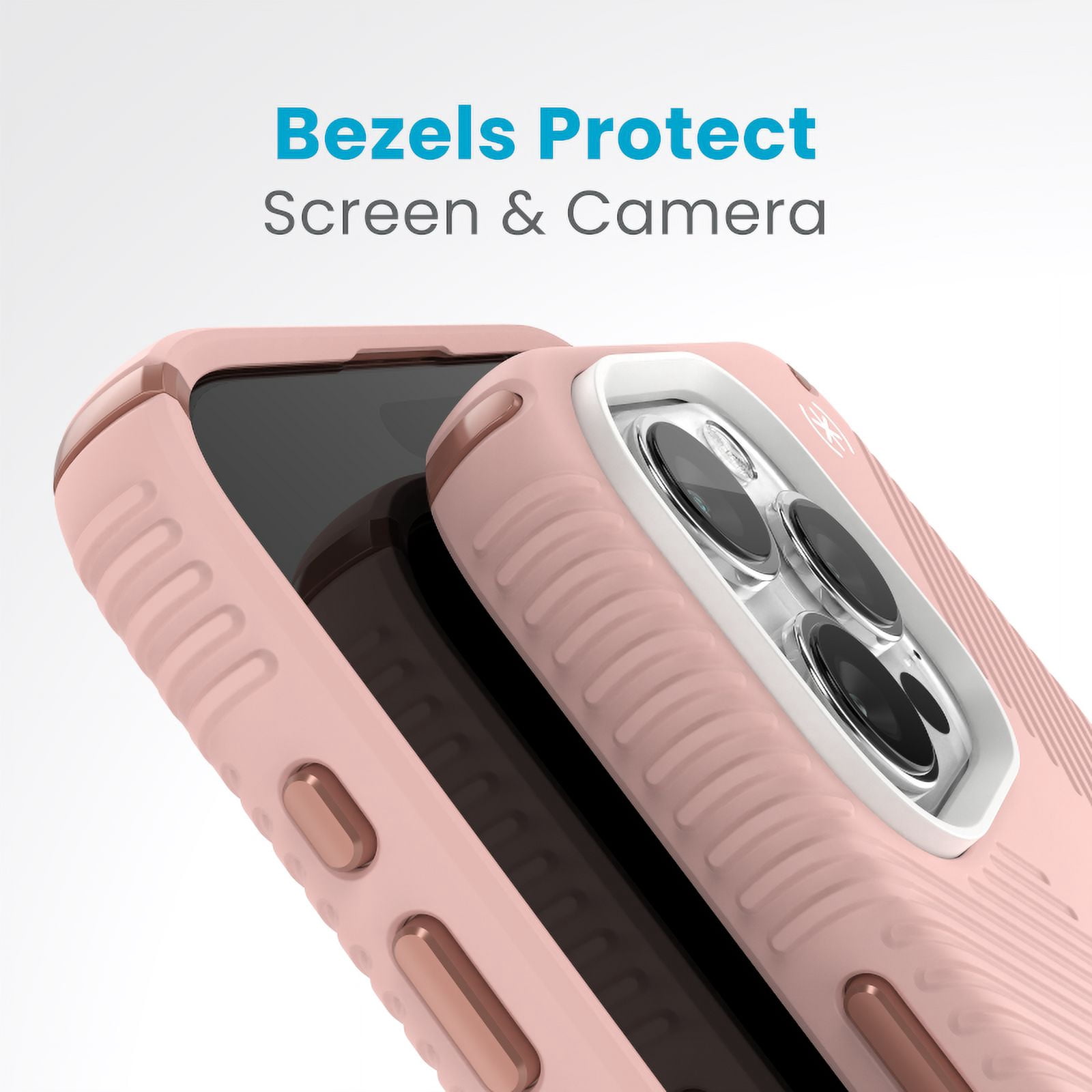 Speck iPhone 15 Pro Max Case-Presidio2 Grip-ClickLock-MagSafe-6.7 Inch Phone Case-Dahlia Pink/Rose Copper/White
