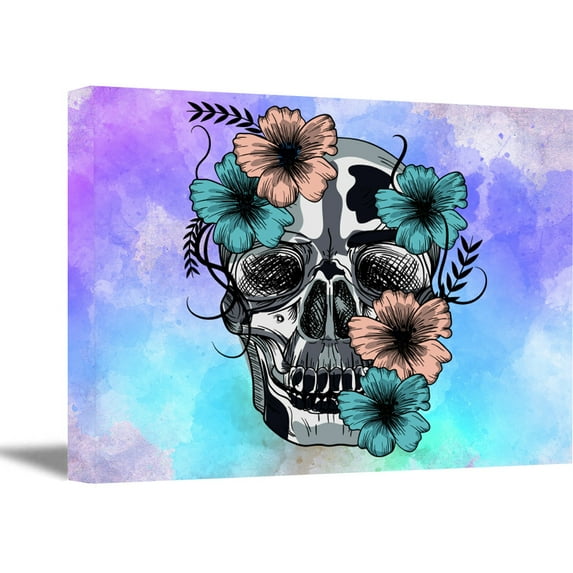 Awkward Styles Cool Skull Wall Decor Skull with Flowers Wall Art Skull Canvas Art Skull Poster Day of the Dead Gifts Dia de Los Muertos Art