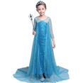 thumbnail image 1 of HAWEE Princesse Elsa 2 Déguisements de Robe avec Longue Cape Brillante pour Fête d'Anniversaire, 1 of 6