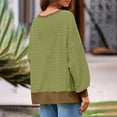 thumbnail image 5 of Duoif Womens Sweatshirt Women's Striped Crewneck Sweatshirt - Oversized Knit Pullover Sweatshirt for Women Green XL, 5 of 9