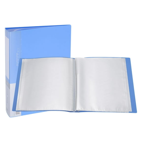 Uxcell 11.6 x 8.3'' Portfolio Binder Folder, 80 Pages Presentation Book with Clear Plastic Protector Sleeves, Light Blue