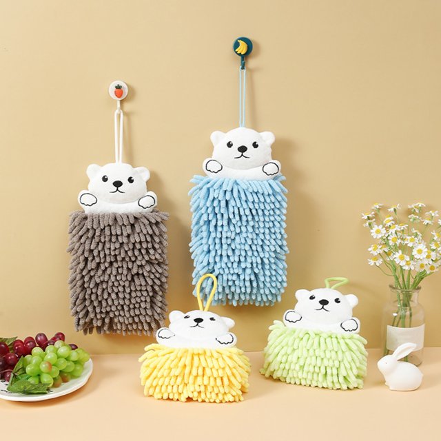 YAOMOBB Animal Design Hand Towel Cartoon Design Hand Towel Quick Dry Hanging Wipe Towel Reusable Cleaning Home Kitchen Bathroom