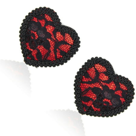 Ywmsfl Lace Silicone Nipple Patches for Women Clubwear Heart Shape Adhesive Reusable Breast Stickers Covers Pasties Sticky Bra
