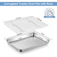 thumbnail image 2 of .&#Stainless Steel Compact Baking Pan Toaster Oven Tray with Cooling Rack Corrugated Bottom & Grid Mesh Rack & HeavyDuty, 2 of 7
