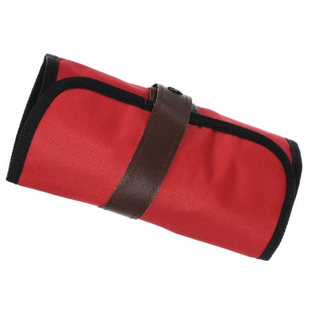 Uxcell Handmade 24 Slots Roll Up Pencil Case Oxford Cloth Pencil Wrap Pouch Pen Holder Organizer Red