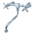 thumbnail image 4 of Kingston Brass Heritage Two-Handle 2-Hole Wall Mount Bathroom Faucet Matte Black Matte, 4 of 5