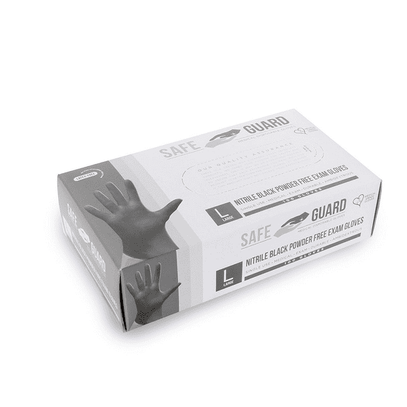 Nitrile Disposable Black Gloves, Powder Free, Latex Free, 1 Case with 1000 Gloves Large Size, Black
