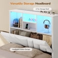 thumbnail image 5 of Twin Gaming Bed Frames with 4 Drawers and Storage Headboard, Faux Leather Upholstered Platform Beds with RGB LED Lights & Charging Station, Esports-Style Twin Bed Frame, White, 5 of 9