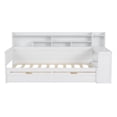 thumbnail image 6 of Tcbosik Corner Bed Frame with Writing Desk, Twin Size Sofa Bed Frame with Open Shelves and 2 Storage Drawers, Space Saving, Easy Assembly, Antique White, 6 of 9