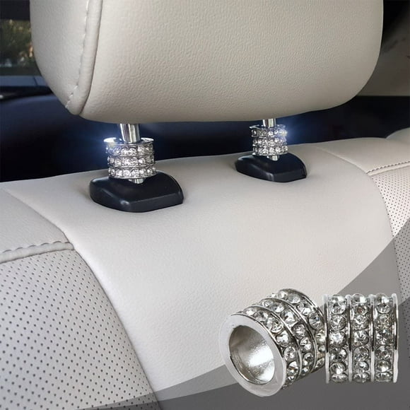 Bling Charms de Décoration pour Appuie-Tête de Siège de Voiture en Cristal, Accessoires de Voiture en Strass Bling pour Femmes, Accessoire de Siège Auto Intérieur en Diamant, Charmes de Collier d'Appuie-tête, Glam de Voiture 2 Pcs