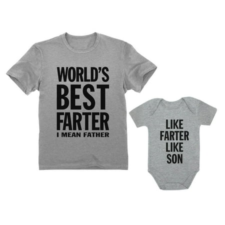 

Best Farter I Mean Father - Like Farter Like Son Funny Dad & Me Matching Set Dad Gray Medium / Son Gray Newborn (0-3M)