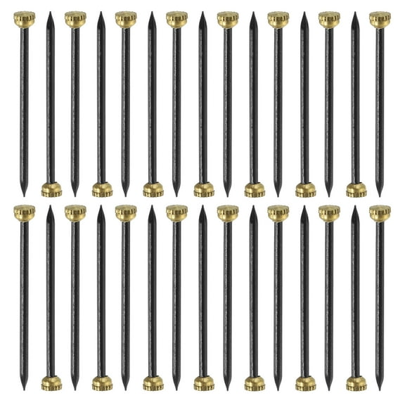 100Pcs Picture Hanging Nails, 1.8 x 35mm Iron Decorative Hangers Reusable Hardware Tool for Hanging Pictures Mirrors, Gold & Black