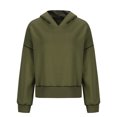thumbnail image 5 of YUGYXL Fall Winter Cropped Hoodies for Women Casual Long Sleeve Drop Shoulders Hooded Pullover Loose Relaxed Sweatshirt Army Green XL, 5 of 7