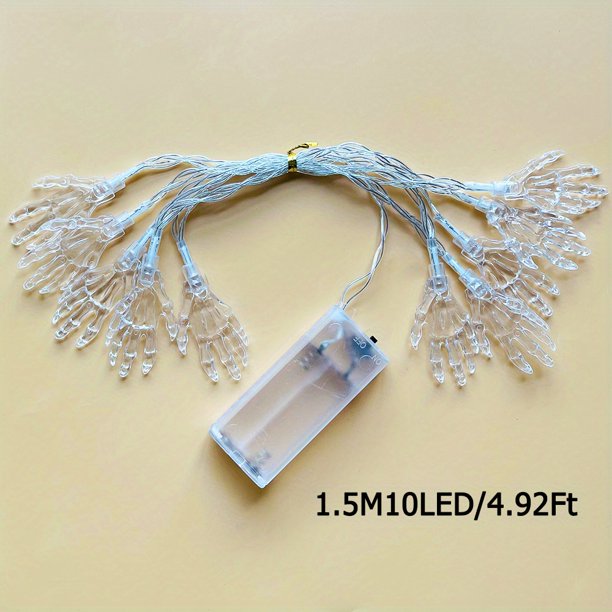 1pc 59.06inch 10 Lights, 118.11inch 20 Lights Blue Ghost Hand Halloween Decoration Light String, Battery Powered