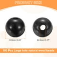 thumbnail image 2 of Uxcell 100 piezas de cuentas de madera negras de 16 mm, cuentas redondas sueltas con agujero grande de 4.3 mm para joyería, collares y pulseras., 2 of 7