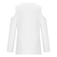 thumbnail image 5 of IROINNID Fall Shirts for Women Long Sleeve Solid Color Cold-shoulder Pullover V-Neck Casual Lightweight Soft Shirt,White, 5 of 6