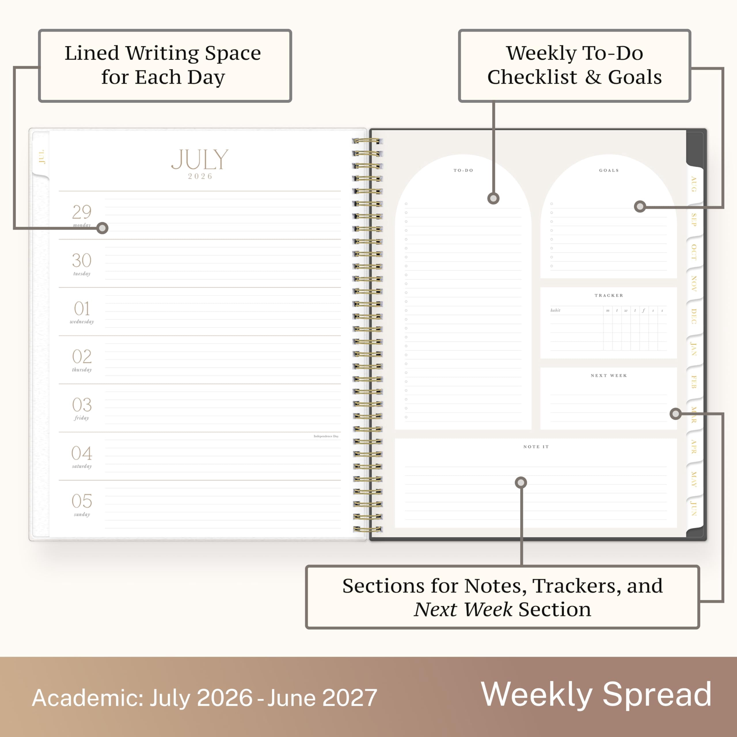 Blue Sky Life Note It Planner 2026-2027, 8.5x11, Flexible Cover