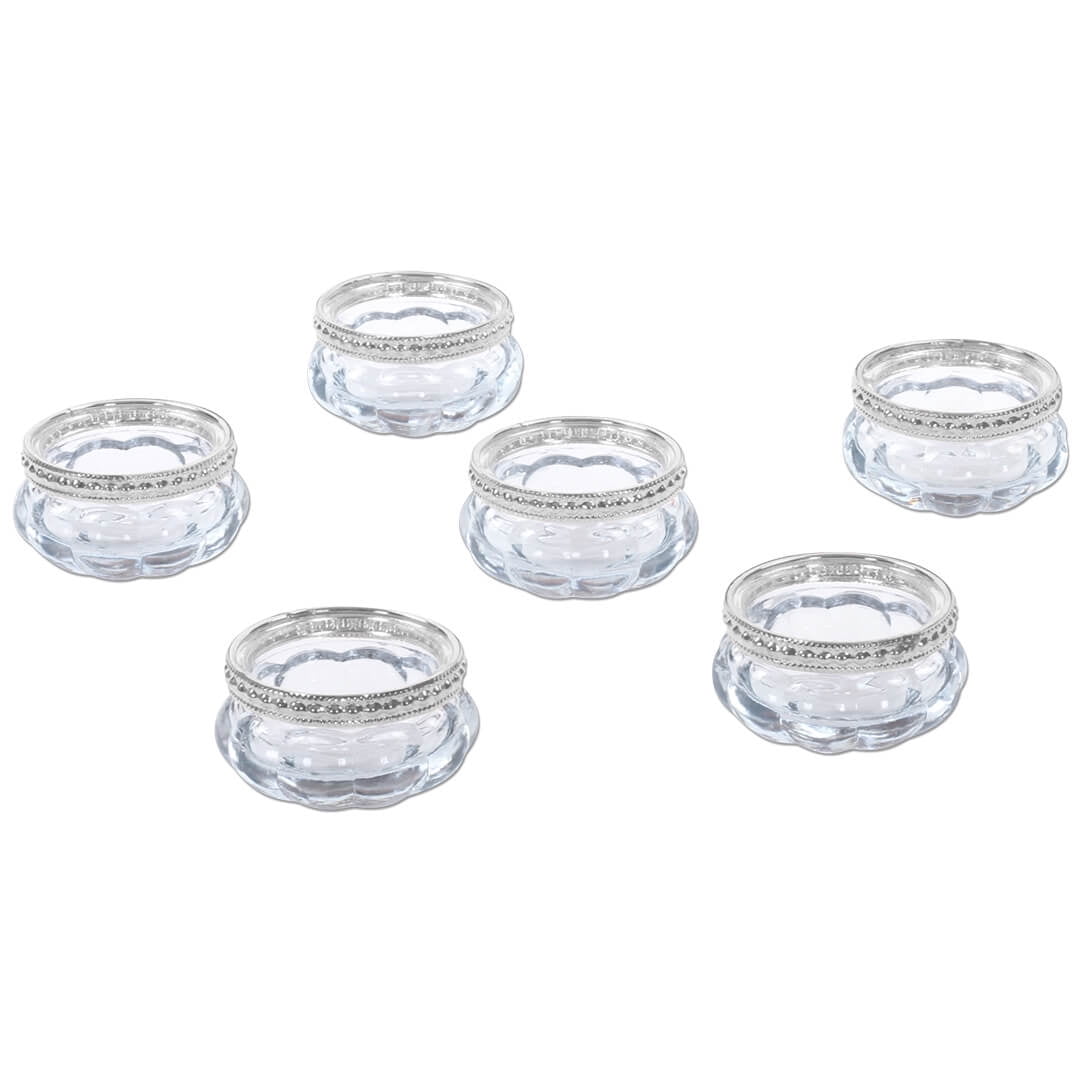 Koyal Wholesale Bloom Tea Light Holders, 6Pack Petite Glass Tealight