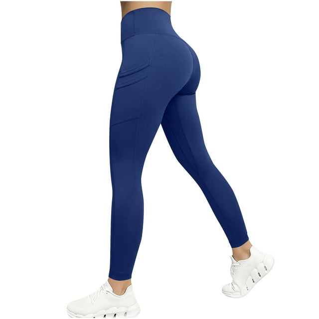 Yoga Pants with Pockets, Long Solid-Color High-Waisted Stretch Pocket Yoga Pants