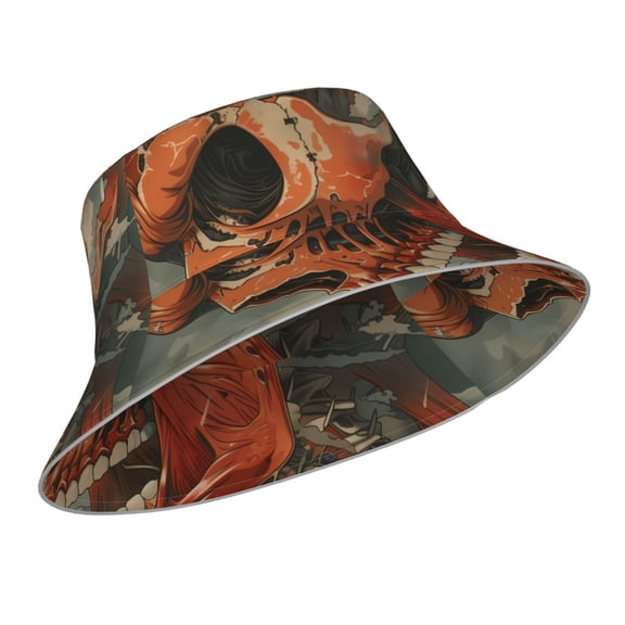 Kdxio Reflective Bucket Hat - Gigantic Skull In Clouds Print Bucket Hat for Men,Women