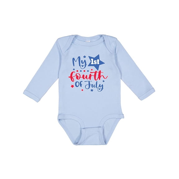 Inktastic My 1st 4th of July with Stars Boys or Girls Long Sleeve Baby Bodysuit