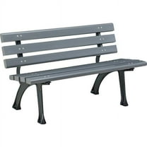 4 ft. Plastic Park Bench with Backrest & Gray