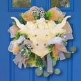 thumbnail image 3 of CSCHome Highland Cow Simulation Flower Wreath Hanging Holiday Home Spring Decorative Wreath Patio Door Decoration, 3 of 5