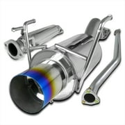 Spec-D Tuning 4" Burnt Tip Catback Exhaust Muffler System Compatible with 2002-2005 Honda Civic 3Dr