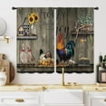 thumbnail image 4 of Farmhouse Rooster Chicken Kitchen Window Curtains 2 Panels 27.5W x 39H Rod Pocket Rustic Farm Country Wooden Rural Small Short Door Decor Bathroom Drapery Treatment, 4 of 6