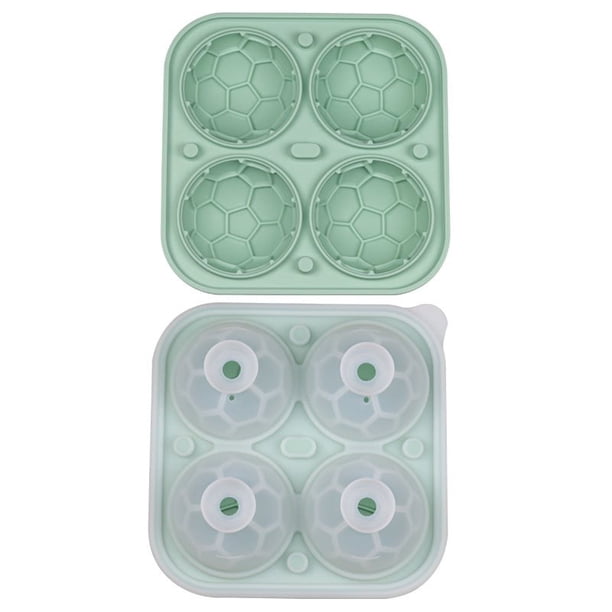 Moldes de silicona de 1 pieza con forma de balón de fútbol para cubitos de hielo,ideales para cócteles de whisky. Bandejas grandes para cubitos de hielo con tapa para congelador (verde). Rkxzt